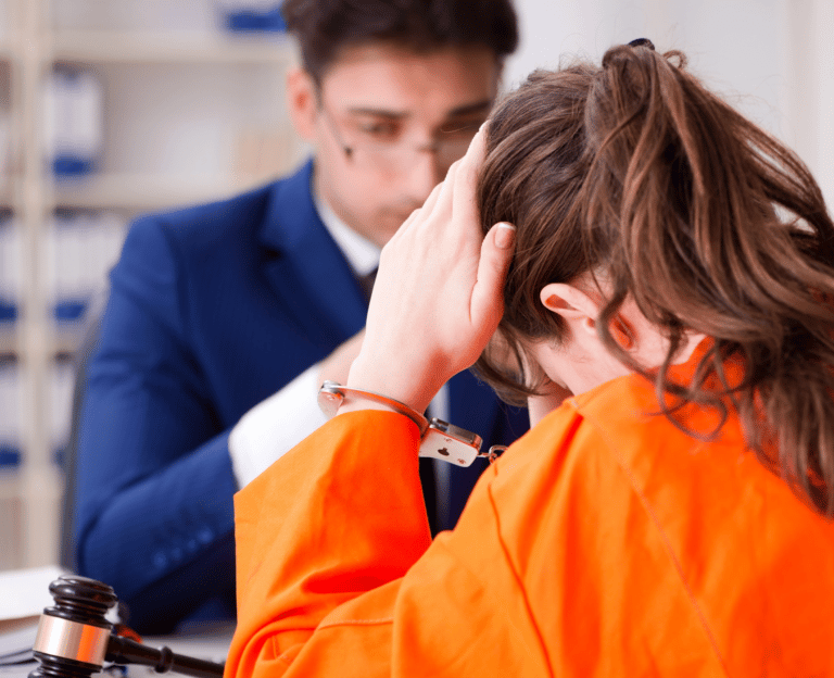 Attorney meeting with an inmate