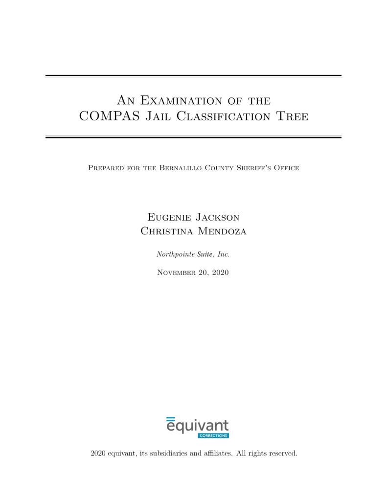 An Examination of the Jail Classification Tree (Bernalillo)