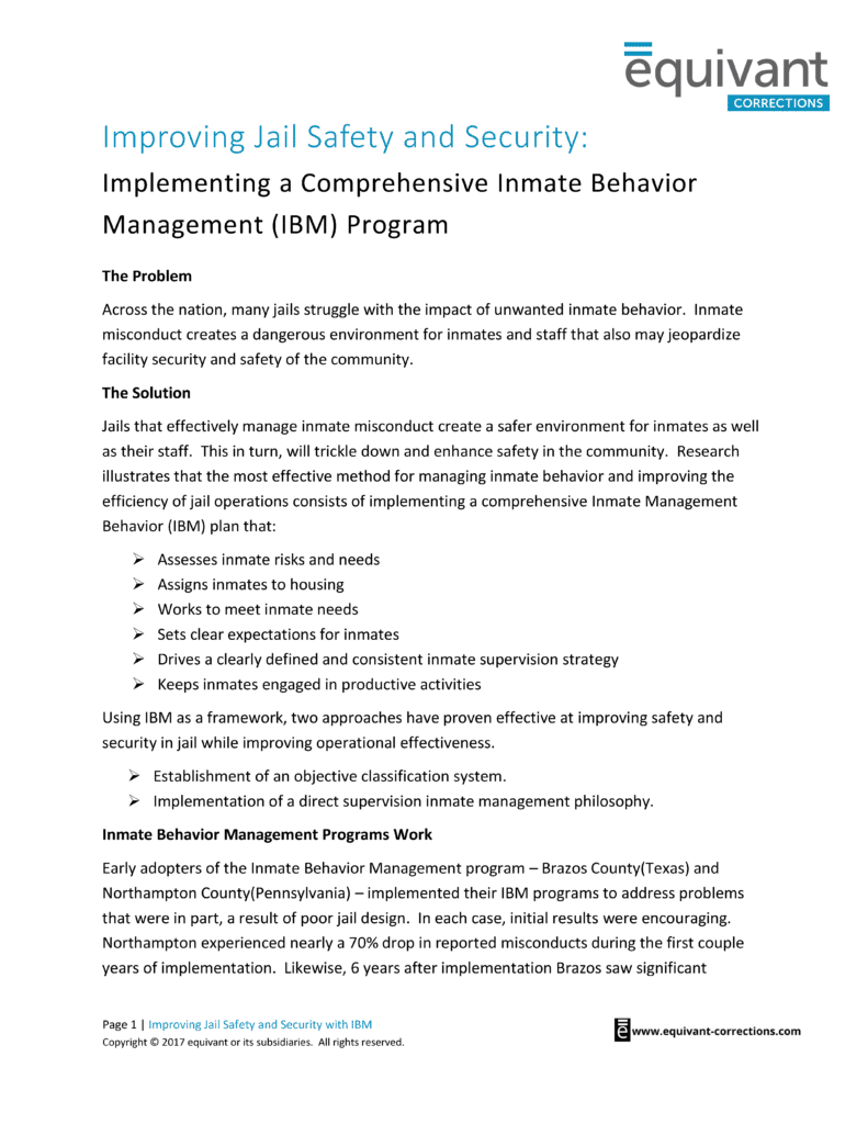 Improving Jail Safety and Security