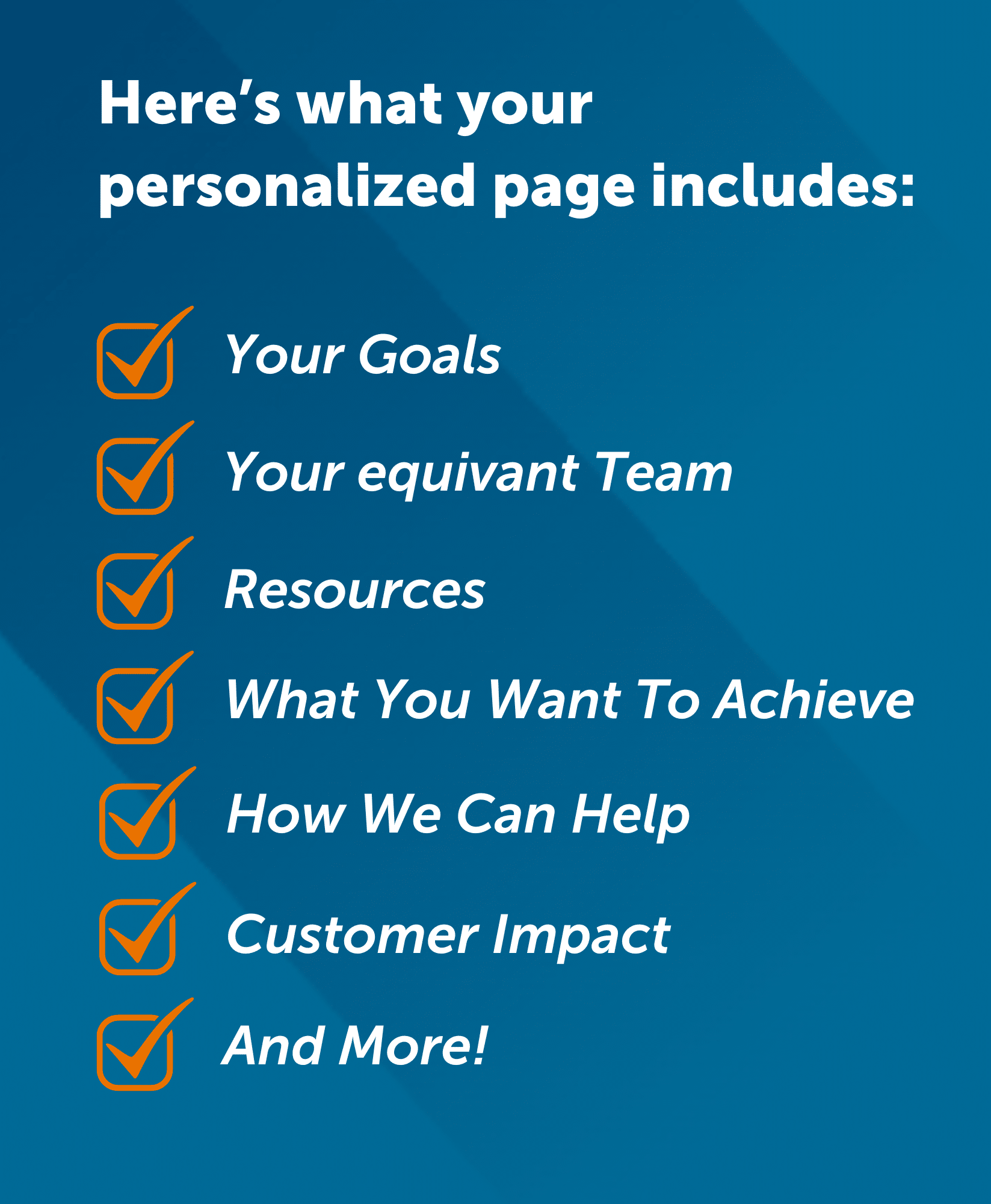 Bulleted list of personalized webpage features